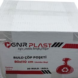 Gnr Endüstriyel 2 Kat Siyah 400 gr 80x110 cm 10x20 Rulo Jumbo Çöp Poşeti