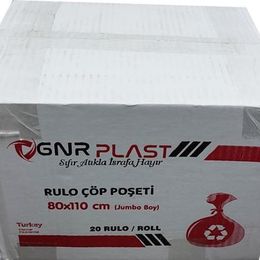 Gnr Endüstriyel 2 Kat Siyah 400 gr 80x110 cm 10x20 Rulo Jumbo Çöp Poşeti