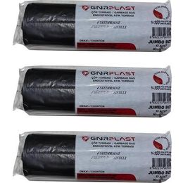 GNR Endüstriyel 2 Kat Siyah 400 gr 80x110 cm 10x3 Rulo Jumbo Çöp Poşeti