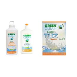 Green Clean 1 lt Bulaşık Makinesi Bitkisel Jel Deterjan+500 ml Parlatıcı+1500 ml Tuz
