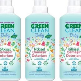 Green Clean 3x1000 ml Organik Lavanta Yağlı Baby Bitkisel Sıvı Çamaşır Deterjanı
