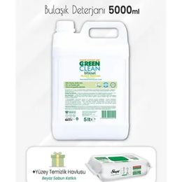 Green Clean Bitkisel Bulaşık Deterjanı 5 lt + 100'lü Easy Clean Yüzey Temizlik Havlusu