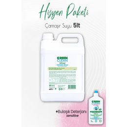 Green Clean Bitkisel Çamaşır Suyu 5 lt ve  500 ml Sensitive Bulaşık Deterjanı