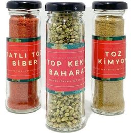 Guruyemiş Box 3'lü Baharat Seti Kimyon Top Kekik Tatlı Toz Biber