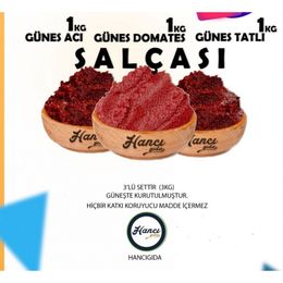 Hancı 3'lü Güneşte Kurutma Salça Seti 1 kg Acı Biber Salçası + 1 kg Tatlı Biber Salçası + 1 kg Domates Salçası