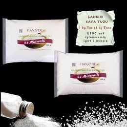 Hanzade Bitkisel 1 kg Toz + 1 kg Tane 84 Mineralli Doğal Çankırı Kristal Kaya Tuzu