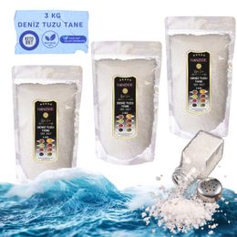 Hanzade Bitkisel 3x1 kg Tane Granül İyot İlavesiz Saf Deniz Tuzu
