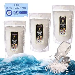 Hanzade Bitkisel 3x1 kg Tane Granül İyot İlavesiz Saf Deniz Tuzu