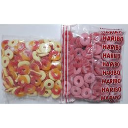 Haribo 1 kg Şeftali Halka + Çilek Halka Jelibon
