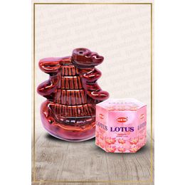 Hem Geri Akışlı Şelale Temalı Kahve Tütsülük No:5 ve 40 Adet Lotus Konik Tütsü