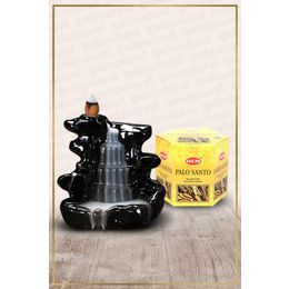 Hem Geri Akışlı Şelale Temalı Kahve Tütsülük No:6 ve 40 Adet Palo Santo Konik Tütsü