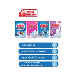 Hes 500 gr Soda + 500 gr Kireç Önleyici + 500 gr Leke Sökücü + 500 gr Tül ve Çamaşır Beyazlatıcı