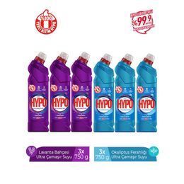 Hyper Hypo 3x750 gr Lavanta Bahçesi + 3x750 gr Okaliptus Ferahlığı Ultra Çamaşır Suyu