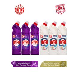 Hyper Hypo 3x750 ml Beyaz Sabun + 3x750 ml Lavanta Ultra Çamaşır Suyu