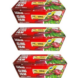 İlka 3 Paket 30 cm 500 mt Şeffaf Mutfak Rulo Streç Film Folyo