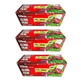 İlka 3 Paket 30 cm 500 mt Şeffaf Mutfak Rulo Streç Film Folyo