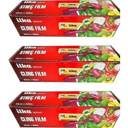 İlka 3 Paket 45 cm 500 mt Şeffaf Mutfak Rulo Streç Film Folyo