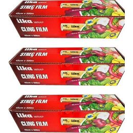 İlka 3 Paket 45 cm 500 mt Şeffaf Mutfak Rulo Streç Film Folyo