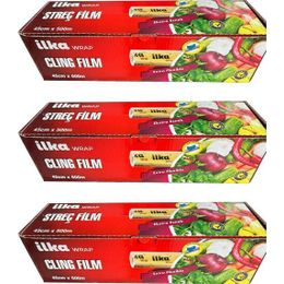 İlka 3 Paket 45 cm 500 mt Şeffaf Mutfak Rulo Streç Film Folyo