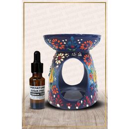 İpek Naturel 10 ml Nakış İşlemeli Seramik Buhurdanlık Lacivert Ve Vanilya Yağı Setli