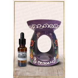 İpek Naturel 10 ml Nakış İşlemeli Seramik Buhurdanlık Mor Ve Yasemin Yağı Setli
