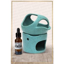 İpek Naturel İbrik Temalı Mavi Seramik Buhurdanlık & Özel Üretim Sandal Yağı Setli
