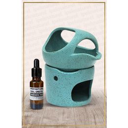 İpek Naturel İbrik Temalı Mavi Seramik Buhurdanlık & Özel Üretim Yasemin Yağı Setli