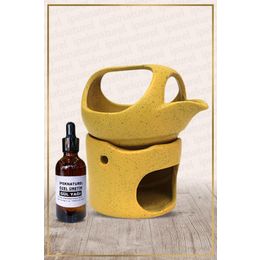 İpek Naturel İbrik Temalı Sarı Seramik Buhurdanlık & Özel Üretim Gül Yağı Setli