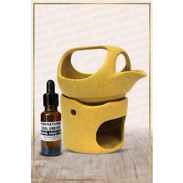 İpek Naturel İbrik Temalı Sarı Seramik Buhurdanlık & Özel Üretim Sandal Yağı Setli
