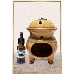 İpek Naturel Tandır Temalı Sarı Buhurdanlık & Özel Üretim Çilek Yağı Setli