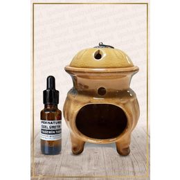 İpek Naturel Tandır Temalı Sarı Buhurdanlık & Özel Üretim Yasemin Yağı Setli