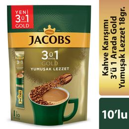 Jacobs 3ü1 Arada Karışımı Yumuşak Lezzet 10 Adet Gold Kahve