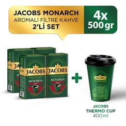Jacobs 4'lü 500 gr Monarch Aromalı Filtre Kahve + 400 ml Thermo Cup
