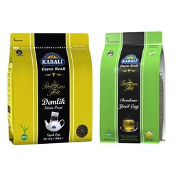 Karali 300 gr Premium Demlik Poşet Çay + 200 gr Demleme Yeşil Çay