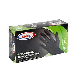 Karex 100'lü Paket Large Siyah Nitril Pudrasız Eldiven