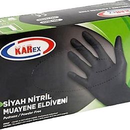 Karex 100'lü Paket Large Siyah Nitril Pudrasız Eldiven