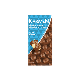 Karmen 100 gr Bütün Fındıklı Sütlü Çikolata