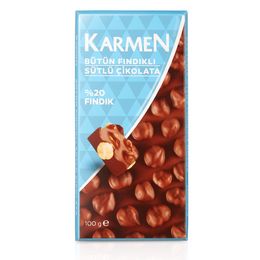 Karmen 100 gr Bütün Fındıklı Sütlü Çikolata