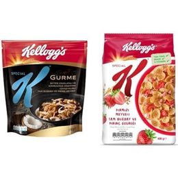 Kellogg's 300 gr Special K Gurme Kavrulmuş Hindistan Cevizi Dilimi ve Bitter Çikolata Parçalı + 400 gr Kırmızı Meyveli Kahvaltılık Tam Buğday ve Pirinç Gevreği