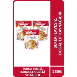Kellogg's 3x250 gr Şeker İlavesiz Turna Yemişi Kabak Çekirdeği ve Kajulu Granola