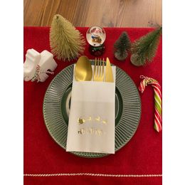 Kidspartim 12'li 40x40 cm Gold Beyaz Cepli Aır Touch Yılbaşı Ho Ho Ho Yazılı Peçete