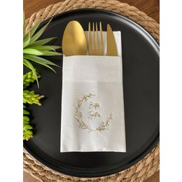 Kidspartim 12'li 40x40 cm Gold Yaldızlı Beyaz Better Together Cepli Peçete