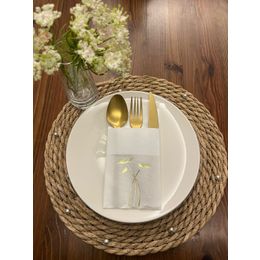 Kidspartim 12'li 40x40 cm Gold Yaldızlı Beyaz Cepli Havuç Çiçeği Peçete