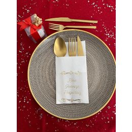 Kidspartim 12'li 40x40 cm Gold Yaldızlı Beyaz Kına Gecemize Hoşgeldiniz Cepli Peçete