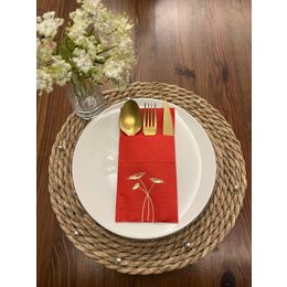 Kidspartim 12'li 40x40 cm Gold Yaldızlı Kırmızı Cepli Havuç Çiçeği Peçete