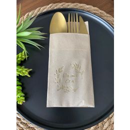 Kidspartim 12'li 40x40 cm Gold Yaldızlı Kraft Bir Ömür El Ele Cepli Peçete