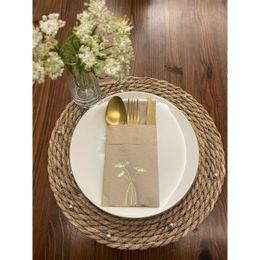 Kidspartim 12'li 40x40 cm Gold Yaldızlı Kraft Cepli Havuç Çiçeği Peçete