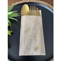 Kidspartim 12'li 40x40 cm Gold Yaldızlı Kraft Çerçeveli Nişanımıza Hoşgeldiniz Cepli Peçete