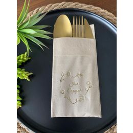 Kidspartim 12'li 40x40 cm Gold Yaldızlı Kraft Kalp Çelenk Just Engaged Cepli Peçete