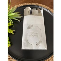 Kidspartim 12'li 40x40 cm Gümüş Yaldızlı Beyaz Çerçeveli Nişanımıza Hoşgeldiniz Cepli Peçete